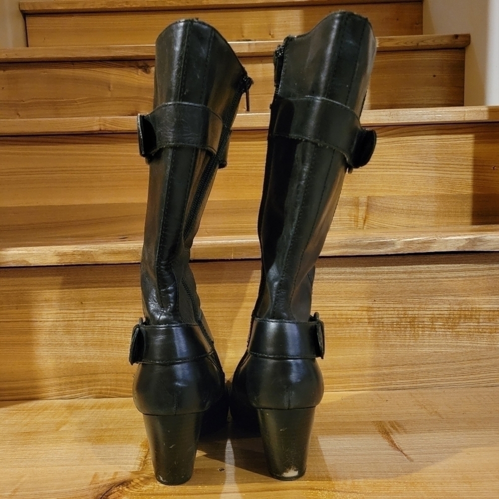 BOC Born Concept black heeled mid calf boot with buckles 6.5 women - Picture 6 of 14